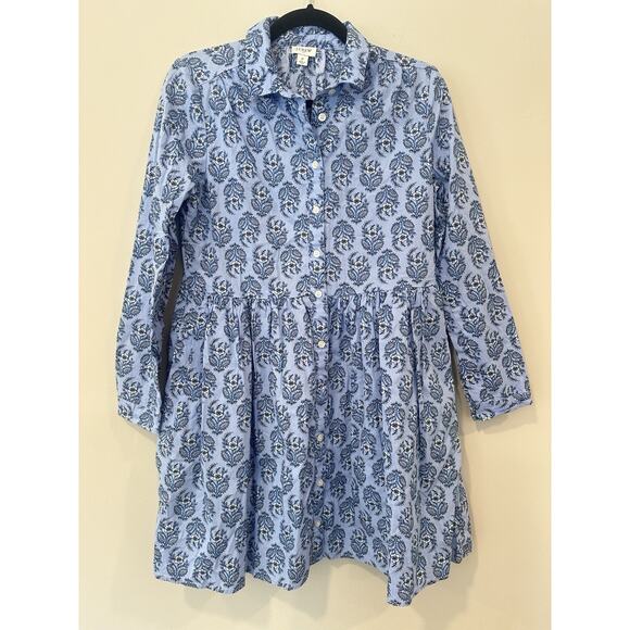 J. Crew Collared Floral Mini Shirtdress Women’s 2 Blue Preppy Cottagecore 2036 - Picture 5 of 9
